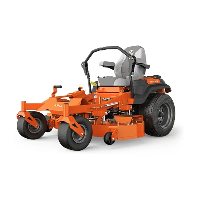 Ariens Apex 991161 zero-turn mower in orange and black with a 48 in fabricated steel deck and lap bar controls.