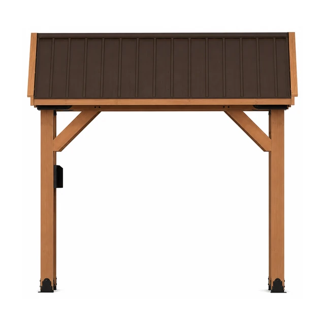 Backyard Discovery 12x10 Norwood cedar gazebo standing over a backyard dining area