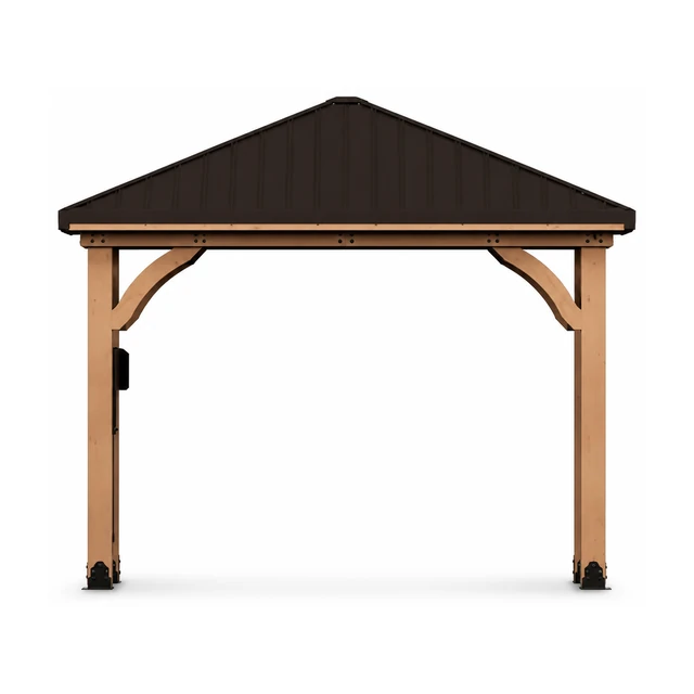 Backyard Discovery 14x12 Barrington cedar gazebo with galvanized steel roof in a large backyard