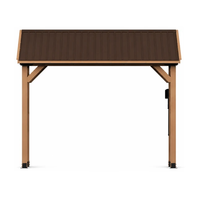 Backyard Discovery 16x12 Norwood large cedar gazebo sheltering an outdoor dining and lounge setup