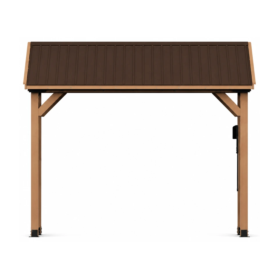 Backyard Discovery 16x12 Norwood large cedar gazebo sheltering an outdoor dining and lounge setup