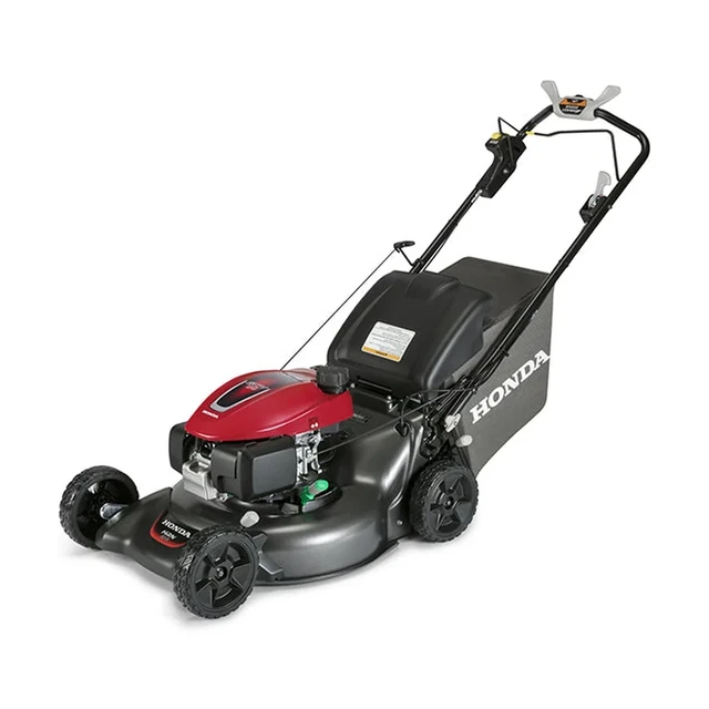 Honda HRN216VYA 21 inch 3-in-1 self-propelled lawn mower with Roto-Stop lever and grass bag.