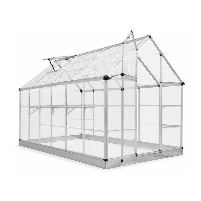 Palram Snap & Grow greenhouse, 6 feet wide, with polycarbonate panels beside a garden bed